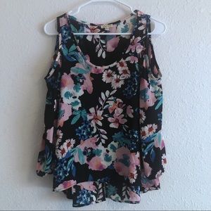 Cold Shoulder Floral Blouse